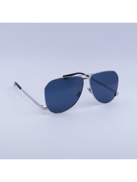 Saint Laurent SL690 DUST 003 Sunglasses Silver Aviator Frame, Blue Lenses main image 10